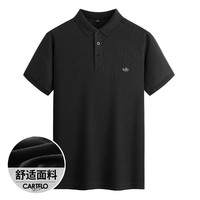 男式T恤新款时尚百搭商务休闲纯色男士短袖POLO衫 XL 黑色