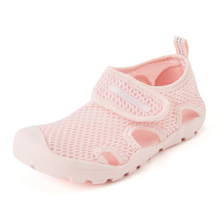 探路者童鞋 2020春夏新品户外男女通款透气网布儿童凉鞋QFKI85041（35、水粉/银色）