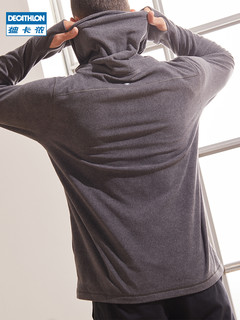 迪卡侬瑜伽上衣男健身运动跑步长袖瑜伽服冬季暖瑜伽健身服EYYM（M、深灰色）