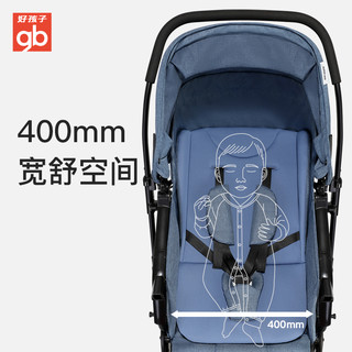 gb好孩子婴儿高景观推车可坐可躺宝宝避震折叠轻便儿童多功能C400（深海蓝（C400P-303BB））
