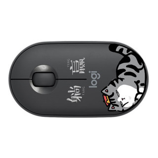 logitech 罗技 Pebble 吾皇万睡联名款 2.4G蓝牙 优联 双模无线鼠标 1000DPI 黑色