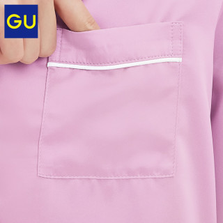 GU极优女装缎纹睡衣新款简约日系舒适家居服套装327994(165/92A/XL、41 杏黄色)
