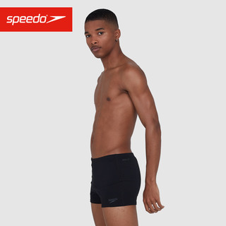 Speedo/速比涛男子平角泳裤紧致贴合抽绳设计纯色平角男水陆两用（32、黑色）