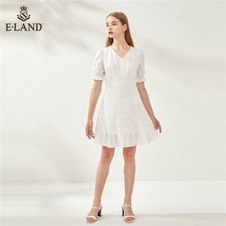 E.LAND EEOWA87Q5I v领白色连衣裙