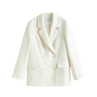 范思蓝恩 2021年新款西装外套女韩版春装英伦风减龄炸街西服 白色 M