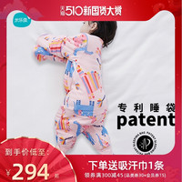 米乐鱼春秋婴儿小中大童睡袋防踢被宝宝儿童四季薄款分腿睡袋（100码（衣长90cm，推荐身高85-95cm）、22-25℃恐龙蓝（轻盈款））