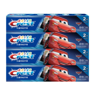 crest佳洁士儿童防蛀牙膏汽车总动员款香橙味40g4支