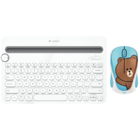 logitech 罗技 LINE FRIENDS布朗熊 键盘+K480 鼠标 无线蓝牙键盘套装 白色