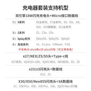 vivo 官方原装】闪充充电器手机快充X23X21X20X9X7x27z3z5x plus nex 双引擎18W闪充充电头+Micro接口数据线