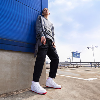 Nike 耐克官方AIR FORCE 1 HIGH '07 男子运动鞋新款复古CV1753(47.5、101白色/白色/赛车蓝)