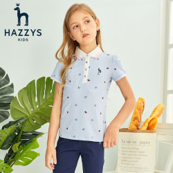 HAZZYS 哈吉斯 女童短袖休闲T恤