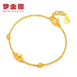 梦金园 黄金手链 足金9999 无焊料万纯系列双子星手链 女款/计价