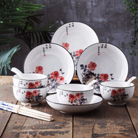 PLUS会员：應州東進  花开富贵 陶瓷碗盘 16件套装