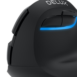 DeLUX 多彩 M618mini DB版 2.4G蓝牙 双模无线垂直鼠标 2400DPI RGB 黑色
