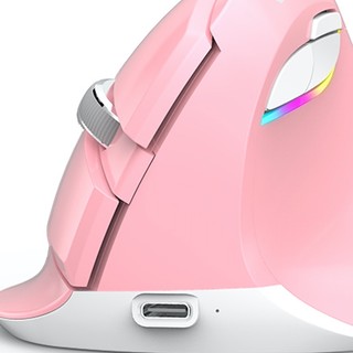DeLUX 多彩 M618mini 2.4G蓝牙 双模无线鼠标 2400DPI RGB 樱花粉+猫爪鼠标垫