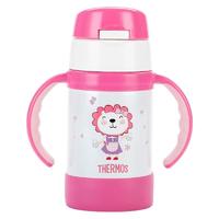 THERMOS 膳魔师 儿童保温杯带把手婴儿水杯316L宝吸管杯幼儿园学生水杯 Lion 探险家 粉色