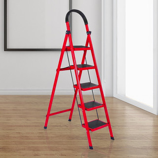 GULEINUOSI 古雷诺斯 N601-04 家用折叠梯子 红色 五步