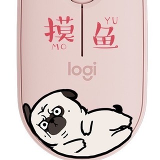 logitech 罗技 Pebble 吾皇万睡联名款 2.4G蓝牙 优联 双模无线鼠标 1000DPI 粉色