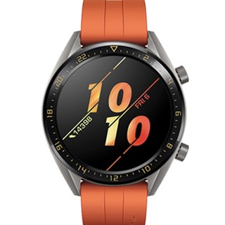 HUAWEI 华为 WATCH GT 活力款 智能手表 46mm 黑色陶瓷表圈 橙色橡胶表带（北斗、GPS、NFC）