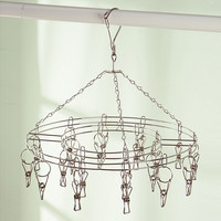 欧润哲 袜夹子 不锈钢圆形防风多头夹子 宝宝内衣内裤晒衣架 20夹