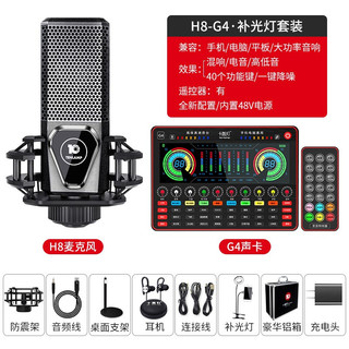 十盏灯 G4声卡手机专用抖音直播带货设备快手喊麦全套电脑台式机通用套装主播唱歌录音棚调音台 加补光灯直播套装