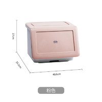 日本AKAW爱家屋碗筷收纳盒厨房台面带盖方盆碟碗柜家用沥水置物架 粉色
