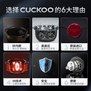 福库CUCKOO韩国原装进口电饭真高压力煮饭IH电磁加热钻石聚能内胆智能预约糙米发芽电饭煲锅3L6人 CRP-BH0650FD