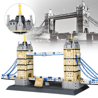 万格积木 小颗粒积木 世界著名地标建筑拼装积木模型 儿童启智拼图玩具 组装拼插积木 伦敦塔桥-4219（969pcs）