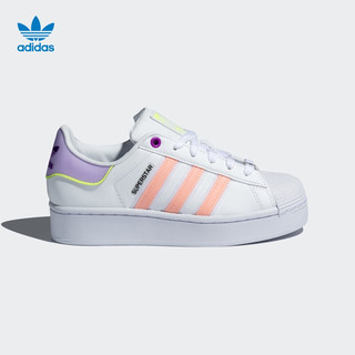 阿迪达斯官网adidas三叶草 SUPERSTAR BOLD W女子经典运动鞋FZ3651 白/紫/朦胧珊瑚粉 36(220mm)