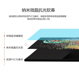 英微(IN&VI)GHZ-JD/W1投影仪抗光幕布窄边画框8K纳米微晶投影布办公家用中长焦抗光画框 2.35:1纳米微晶高亮中长焦抗光画框幕 130英寸