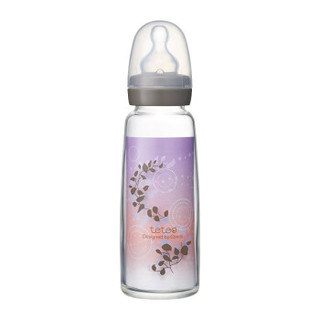 Combi/康贝 三孔出奶仿母乳设计玻璃奶瓶 PP塑料标准口婴儿奶瓶 叶子图案 玻璃200ml