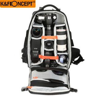 K&F CONCEPT 专业摄影包双肩 微单相机包大容量多功能户外单反包 黑色