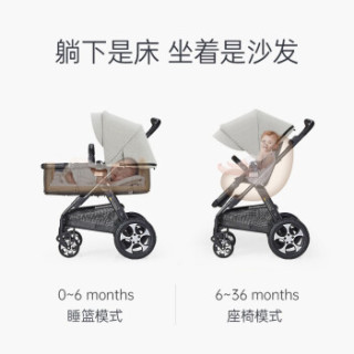 爱贝丽(IBelieve) 婴儿推车双向高景观可坐可躺大轮避震新生儿0-3岁童车 变色龙5-雾霾蓝
