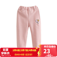 贝壳元素宝宝格子长裤 春装新款女童童装儿童卡通休闲裤kzc003 粉色 90cm