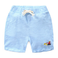 贝壳元素宝宝卡通中裤 夏装新款男童童装儿童口袋五分裤kzc212 天蓝色 130cm