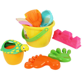 宝丽儿童沙滩玩具套装宝宝大号玩沙工具挖沙桶戏水洗澡玩具8件套