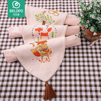 贝乐堡 吸汗巾隔汗巾0一6岁儿童用婴儿汗巾儿童汗巾垫背巾2-6岁宝宝汗巾纯棉婴儿汗巾垫背巾宝宝吸汗巾 彩棉印花流苏系列（3条装） 小号  24*32cm