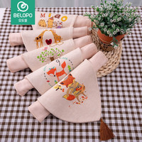 贝乐堡 吸汗巾隔汗巾0一6岁儿童用婴儿汗巾儿童汗巾垫背巾2-6岁宝宝汗巾纯棉婴儿汗巾垫背巾宝宝吸汗巾 彩棉印花流苏系列（5条装） 小号  24*32cm