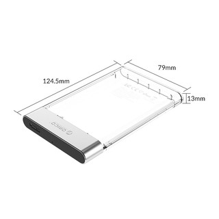 ORICO 奥睿科 2.5英寸 SATA铝合金透明移动硬盘盒 USB3.0 ORICO 2129U3-CR-BP