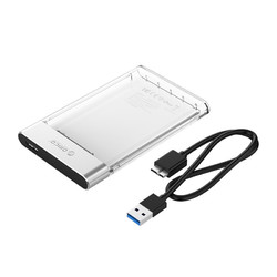 ORICO 奥睿科 2.5英寸 SATA铝合金透明移动硬盘盒 USB3.0 ORICO 2129U3-CR-BP