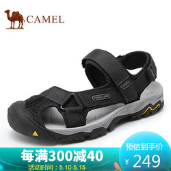 CAMEL 骆驼 骆驼（CAMEL） 舒适耐磨织带网布休闲户外魔术贴沙滩男凉鞋 A122307622 黑色 40