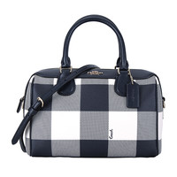 COACH 蔻驰 女士皮革手提波士顿包 F66930 IMMID 藏青格子