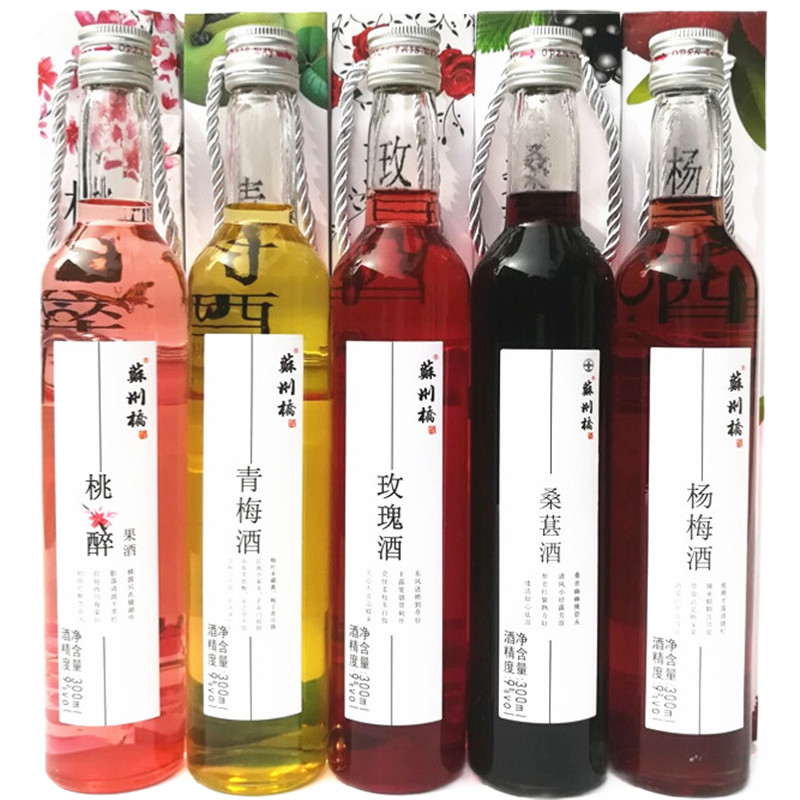 苏州桥 果酒组合装 混合口味 300ml*5瓶（玫瑰酒+桃花酒+桑葚酒+杨梅酒+青梅酒）