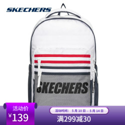 SKECHERS 斯凯奇 Skechers斯凯奇书包男女同款简约双肩包轻便字母亮白色L220U031-0019