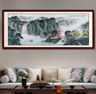 尚得堂 墨翁 水墨画《源远流长》办公室客厅装饰字画165x85 cm