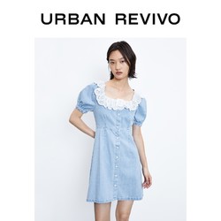 URBAN REVIVO YL32RBNN2002 女装甜美荷叶边方领连衣裙