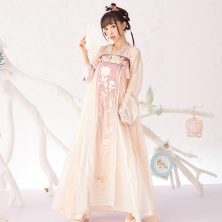 十三余 汉服 白豆蔻熟水 女士一片式褶裙 SHF111601 淡粉色 S