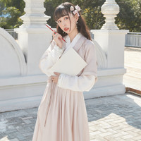 十三余小豆蔻儿[成卷]国风绣花不规则裙摆交领刺绣连衣裙（S、连衣裙 第一批1月20号发）