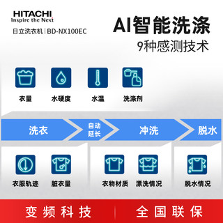 Hitachi/日立 10KG日本原装进口洗烘一体洗衣机 能除螨BD-NX100EC