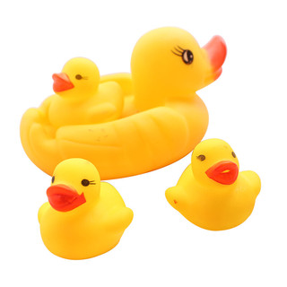 宝宝洗澡戏水玩具小鸭子大黄鸭婴儿沐浴发声小动物套装 一大三小鸭子